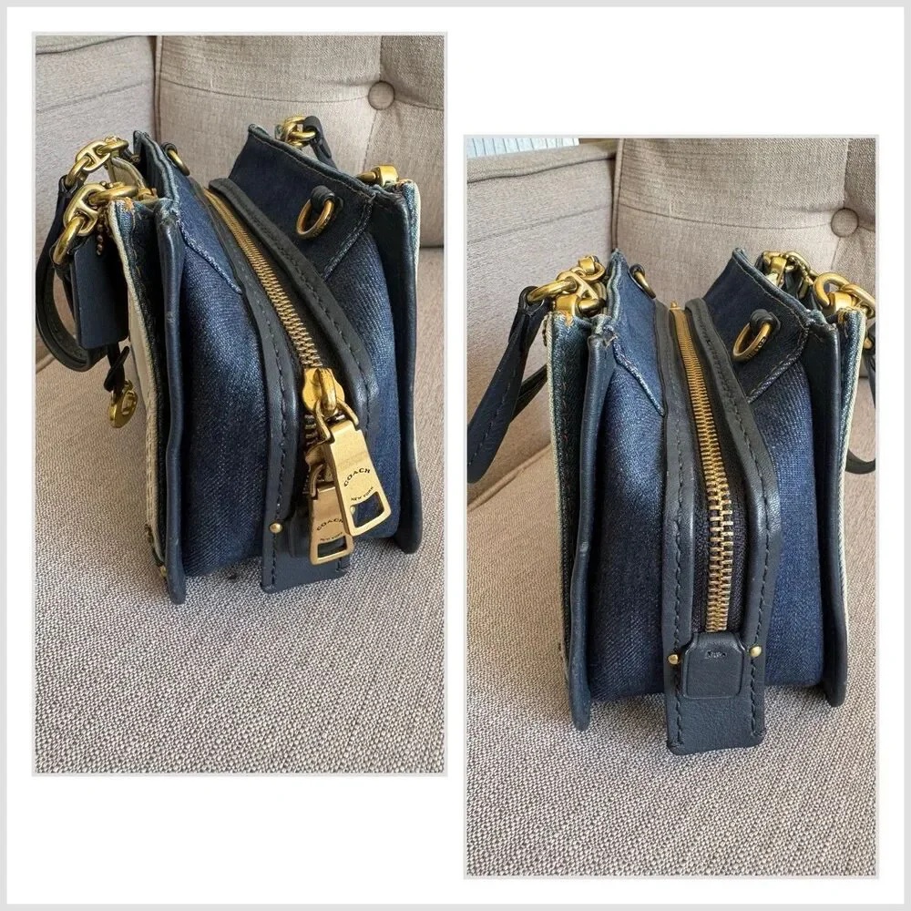 Coach Mini Dreamer 21 Denim ColorBlock  Satchel Crossbody Bag EUC